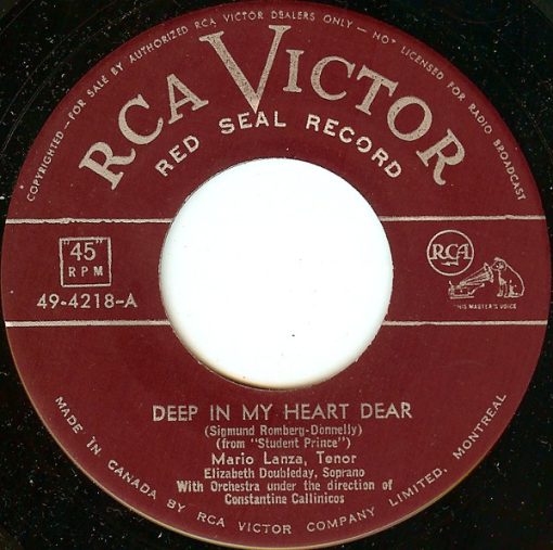 Mario Lanza - Deep In My Heart Dear (7") (Near Mint (NM or M-))