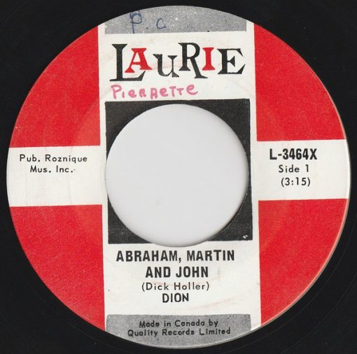 Dion (3) - Abraham, Martin And John (7", Single) (Very Good Plus (VG+))