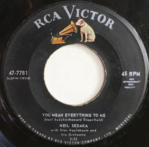 Neil Sedaka With Stan Applebaum And His Orchestra - You Mean Everything To Me / Run Samson Run (7", Single) (Near Mint (NM or M-))