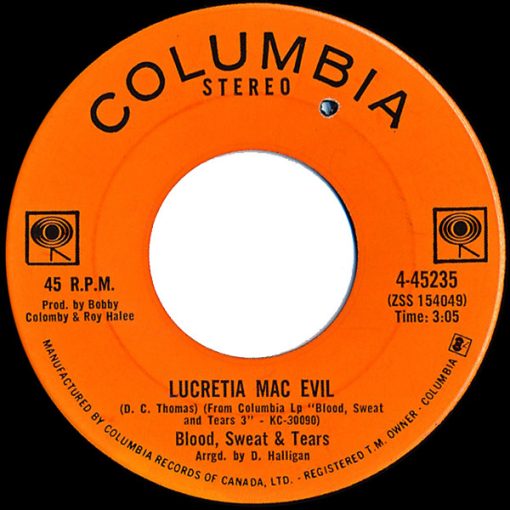 Blood, Sweat And Tears - Lucretia Mac Evil / Lucretia's Reprise (7", Single) (Near Mint (NM or M-))