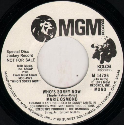 Marie Osmond - Who's Sorry Now (7", Single, Mono, Promo) (Near Mint (NM or M-))