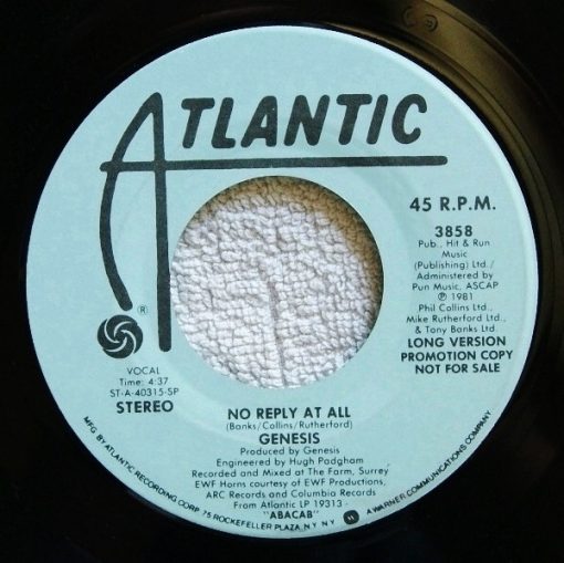 Genesis - No Reply At All (7", Promo, SP ) (Near Mint (NM or M-))