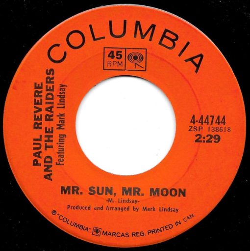 Paul Revere & The Raiders Featuring Mark Lindsay - Mr. Sun, Mr. Moon / Without You (7", Single) (Near Mint (NM or M-))