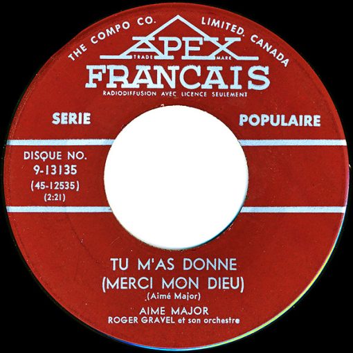 Aimé Major - Tu M'as Donné (Merci Mon Dieu) / Tu Te Souviens (7", Single) (Near Mint (NM or M-))