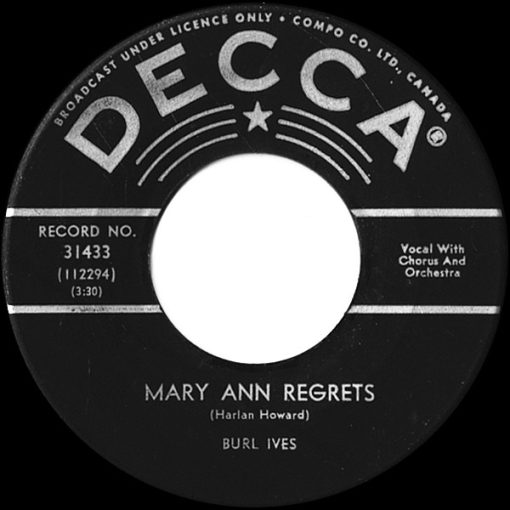 Burl Ives - Mary Ann Regrets / How Do You Fall Out Of Love (7", Single) (Near Mint (NM or M-))