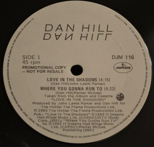 Dan Hill - Love In The Shadow (12", Maxi, Promo) (Mint (M))