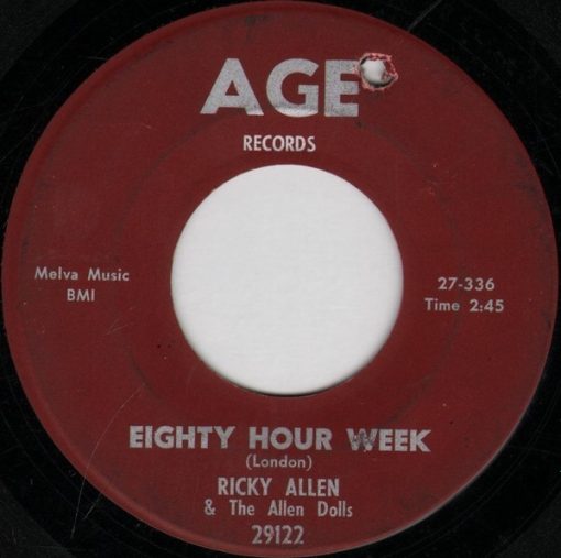 Ricky Allen & The Allen Dolls - Eighty Hour Week / Can I Come Back Home (7") (Very Good Plus (VG+))