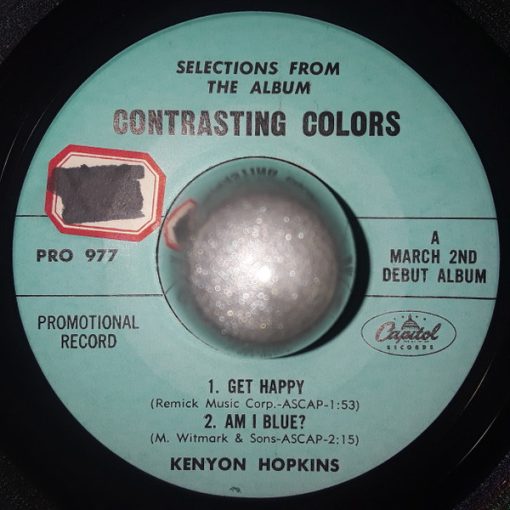 Kenyon Hopkins And His Orchestra - Contrasting Colors (7", EP, Promo) (Very Good Plus (VG+))