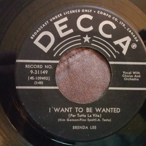 Brenda Lee - I Want To Be Wanted (Per Tutta La Vita) (7", Single) (Near Mint (NM or M-))