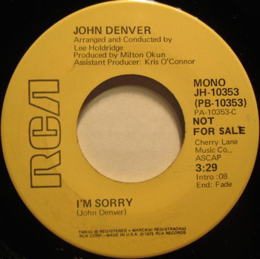 John Denver - I'm Sorry (7", Mono, Promo) (Near Mint (NM or M-))