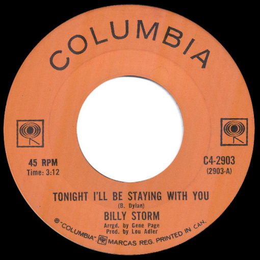 Billy Storm - Tonight I'll Be Staying With You / Coal Mine (7", Single, Promo) (Very Good Plus (VG+))