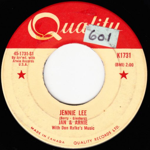 Jan & Arnie with Don Ralke Orchestra - Jennie Lee (7", Single) (Near Mint (NM or M-))