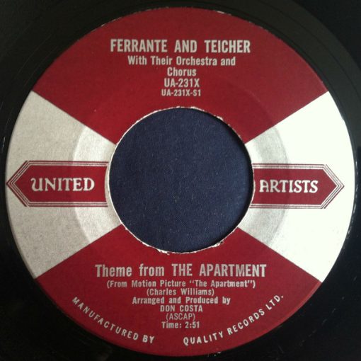 Ferrante & Teicher With Ferrante And Teicher With Their Orchestra And Chorus - Theme From The Apartment (7") (Very Good (VG))