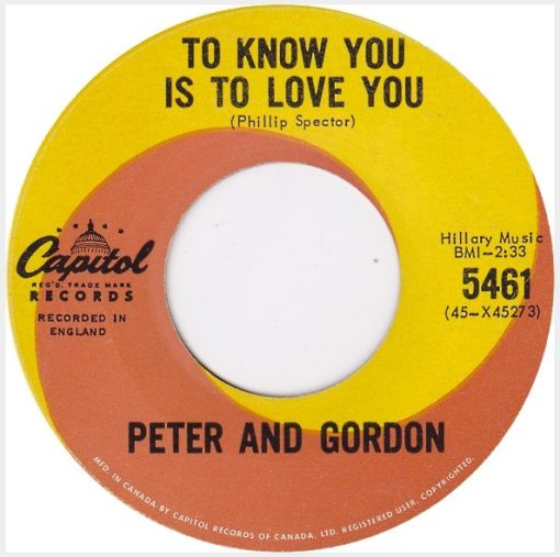 Peter & Gordon - To Know You Is To Love You (7", Single) (Near Mint (NM or M-))