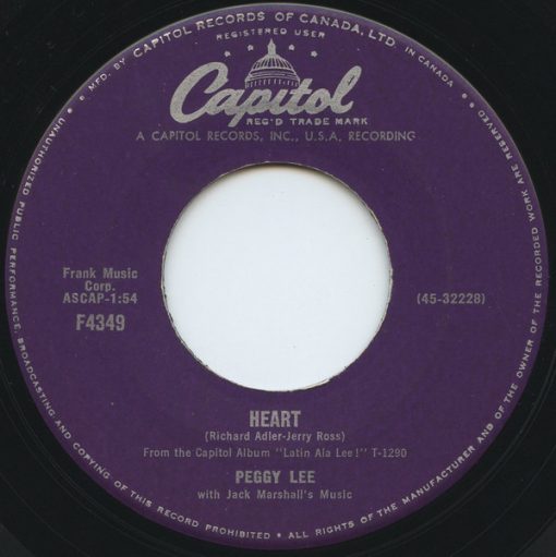 Peggy Lee - Heart (7") (Very Good (VG))