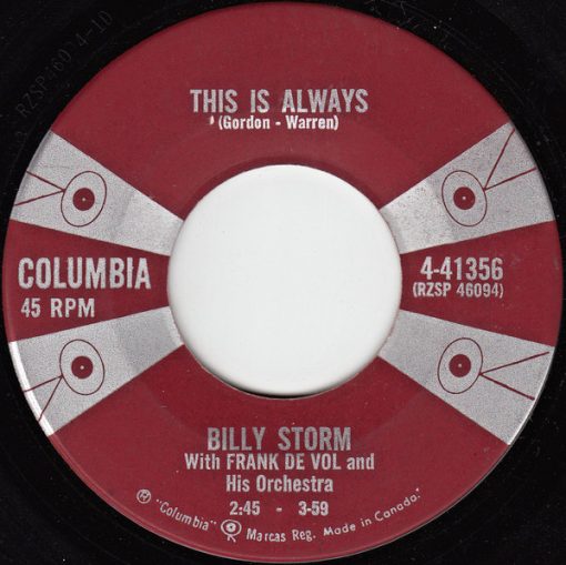 Billy Storm, Frank De Vol - This Is Always/I've Come Of Age (7", Single) (Near Mint (NM or M-))