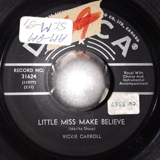 Vickie Carroll - Little Miss Make Believe (7", Single) (Very Good (VG))