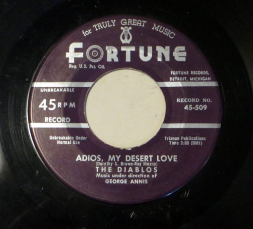 The Diablos Featuring Nolan Strong - Adios, My Desert Love / (I Want) An Old Fashioned Girl (7", Single) (Very Good Plus (VG+))