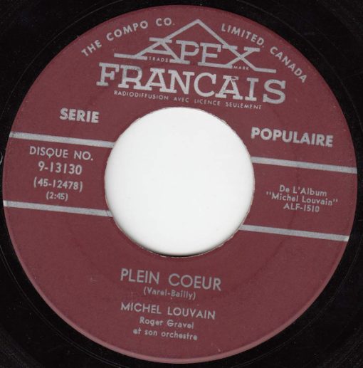 Michel Louvain - Plein Coeur / Ay! Mourir Pour Toi (7") (Near Mint (NM or M-))