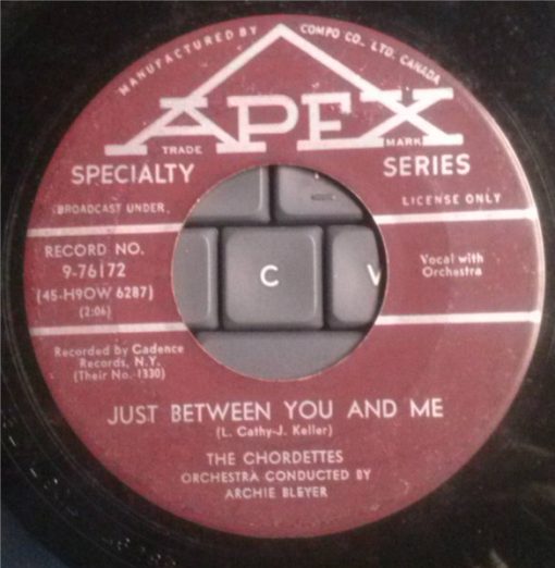 The Chordettes - Just Between You And Me (7", Single) (Very Good (VG))