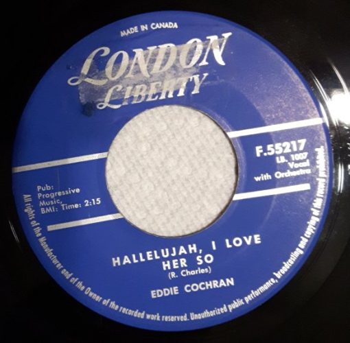 Eddie Cochran - Hallelujah, I Love Her So / Little Angel (7", Single) (Very Good Plus (VG+))