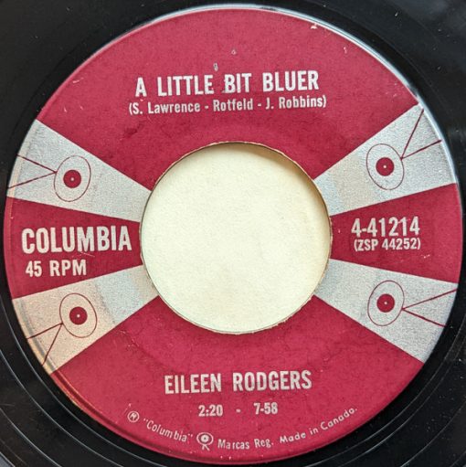 Eileen Rodgers - A Little Bit Bluer / Treasure Of Your Love (7") (Very Good Plus (VG+))