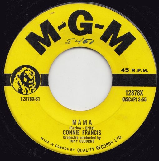 Connie Francis - Mama (7", Single) (Near Mint (NM or M-))