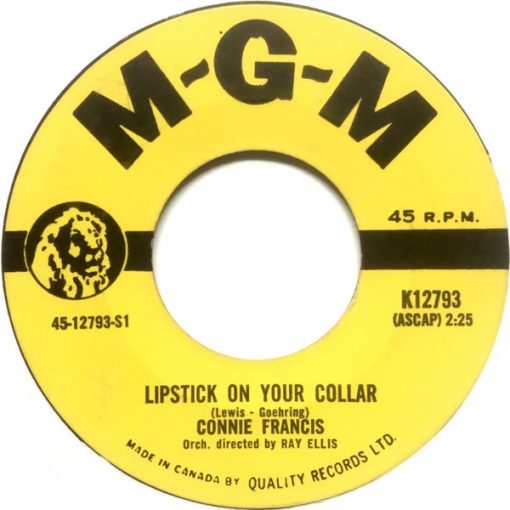 Connie Francis - Lipstick On Your Collar  (7", Single) (Near Mint (NM or M-))