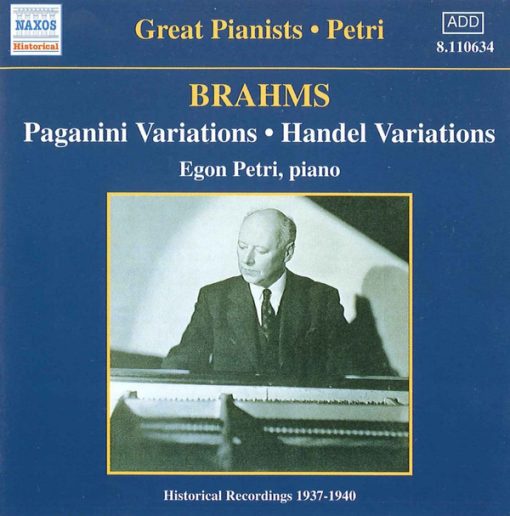 Johannes Brahms, Egon Petri - Paganini Variations • Handel Variations (CD, Album, Mono) (Near Mint (NM or M-))