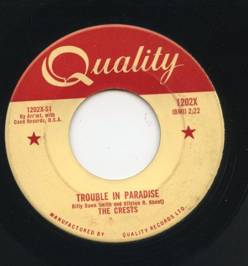 The Crests - Trouble In Paradise / AlwaysYou (7", Single) (Near Mint (NM or M-))