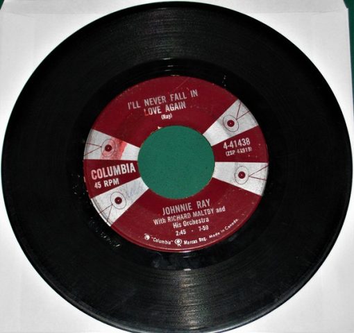 Johnnie Ray With Richard Maltby And His Orchestra - I'll Never Fall In Love Again (7", Single, Mono) (Very Good Plus (VG+))