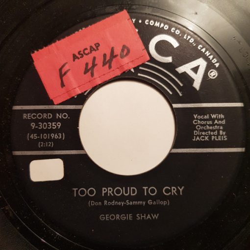 Georgie Shaw - Too Proud To Cry (7", Single) (Very Good Plus (VG+))