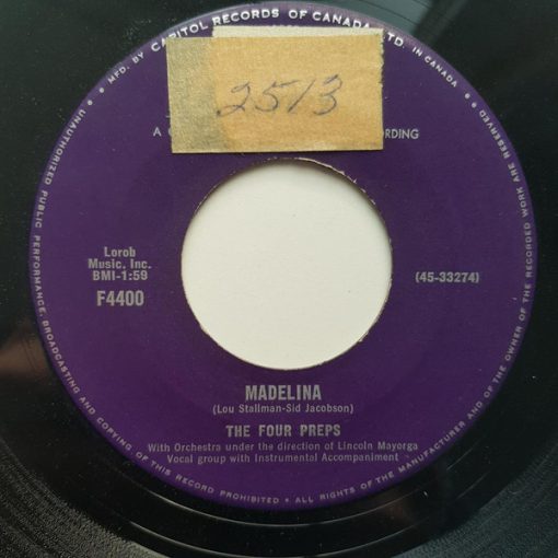 The Four Preps - Madelina / Sentimental Kid (7", Single) (Very Good (VG))