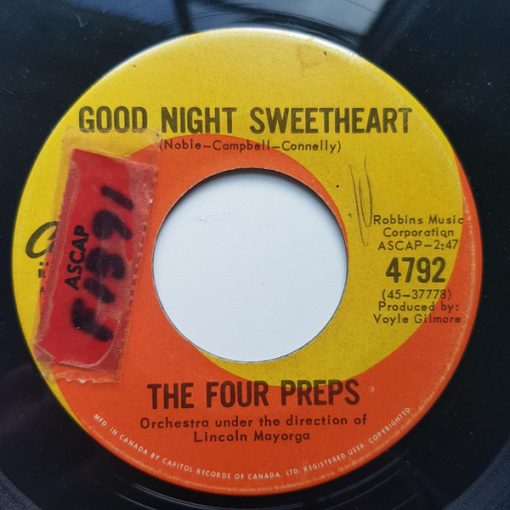 The Four Preps - Good Night Sweetheart / Alice (7", Single) (Very Good Plus (VG+))