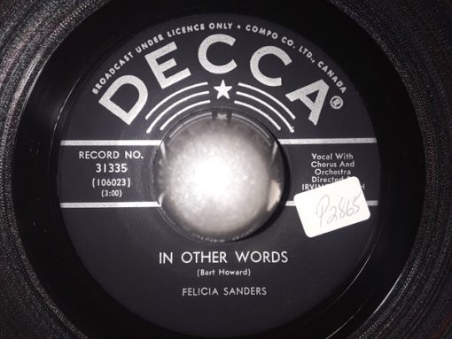 Felicia Sanders - In Other Words / Tonight (7") (Very Good Plus (VG+))