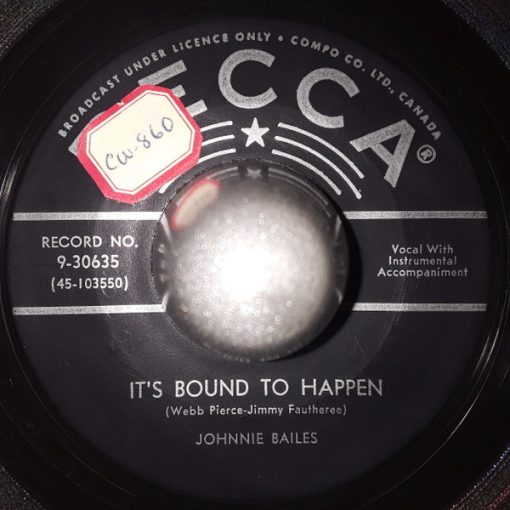 Johnnie Bailes - It's Bound To Happen / So Much (7") (Very Good Plus (VG+))