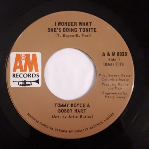 Boyce & Hart - I Wonder What She's Doing Tonight? (7", Single) (Near Mint (NM or M-))