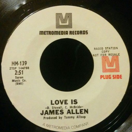 James Allen (15) - Love Is/An Old Love Affair, Now Showing (7", Single, Promo) (Very Good Plus (VG+))