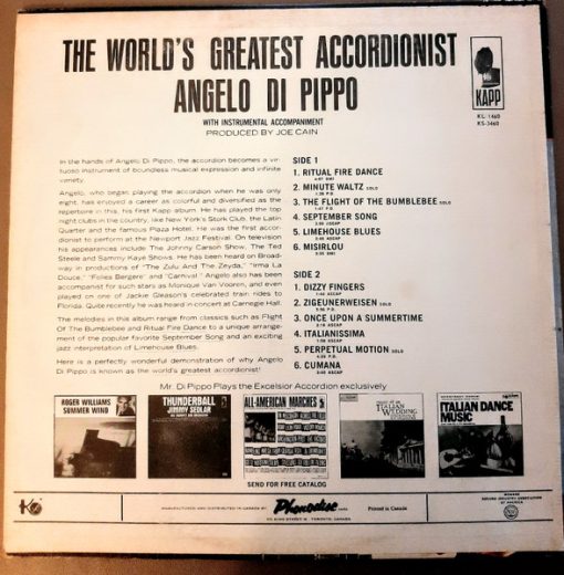 Angelo Di Pippo - The World's Greatest Accordionist (LP, Comp, Mono) (Mint (M))