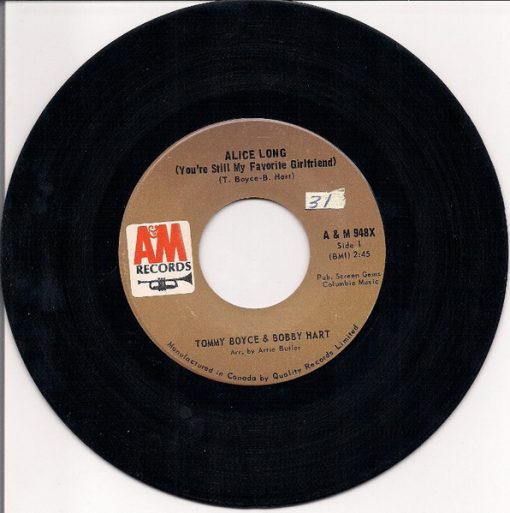 Boyce & Hart - Alice Long (You're Still My Favorite Girlfriend) / P. O. Box 9847 (7") (Near Mint (NM or M-))