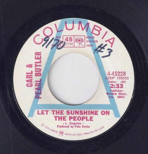 Carl & Pearl Butler - Let The Sunshine On The People (7", Single, Promo) (Very Good (VG))